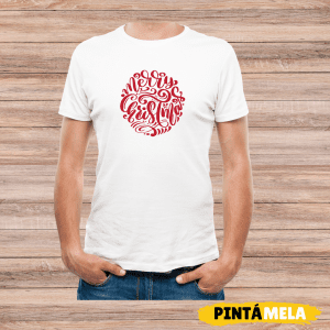 Camiseta Blanca Adulto C/R- Hombre - Merry Xtmas Rojo