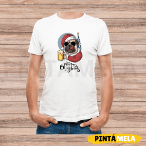 Camiseta Roja C/R- Adulto – Pug Navideño